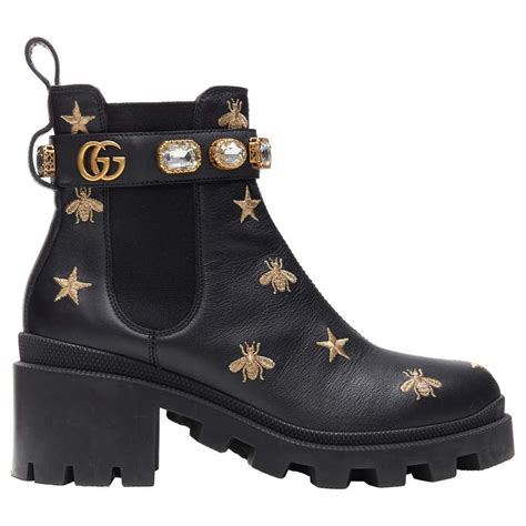 black boots wiwth bees from gucci